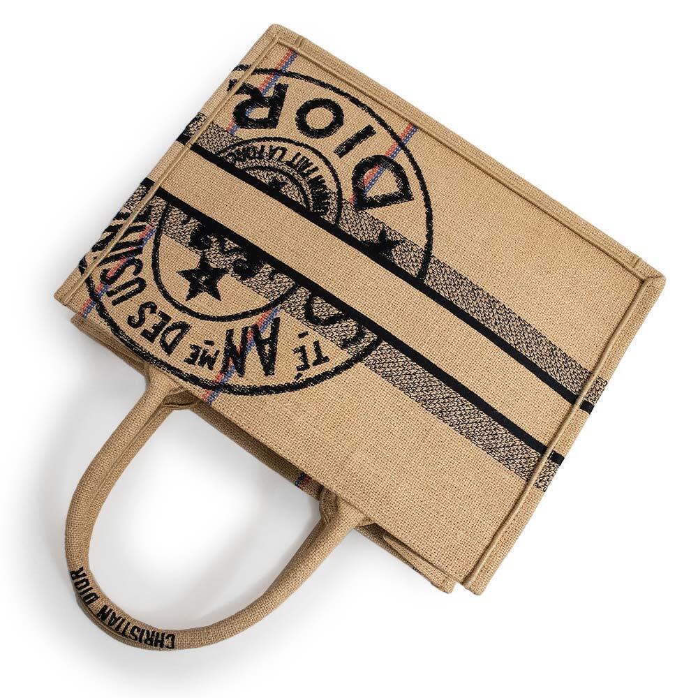 Christian Dior Book Tote Bag Canvas Beige Black - Picture 5 of 9